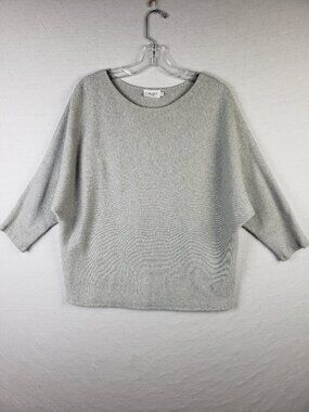 The Reset R Label Sweater Ribbed Knit Pullover Dolman Sleeve Gray Minimal L/XL